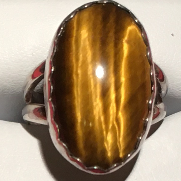 Golden Tiger's Eye Ring in Sterling Silver - Picture 2 of 2